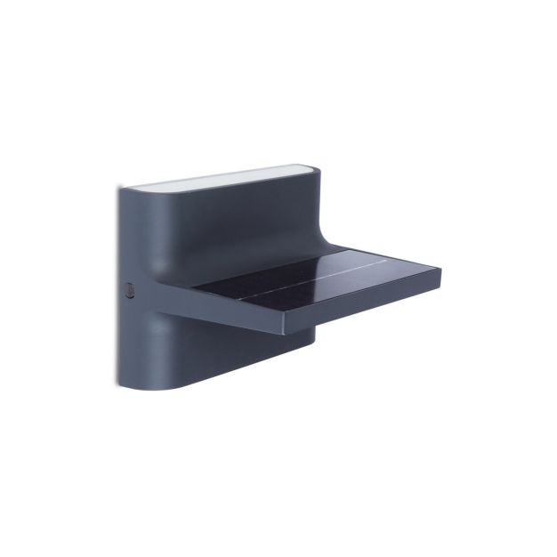 Lutec Twill - Applique d'extérieur avec capteur solaire - 18 x 13 x 13 cm - 2,2W LED inclus - IP54 - gris foncé