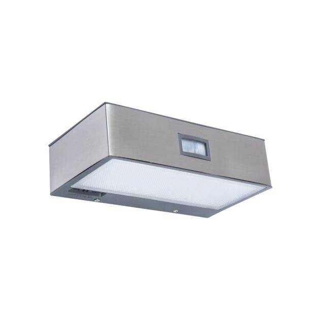 Lutec Brick - Applique d'extérieur avec capteur solaire - 18 x 9 x 5 cm - 2W LED inclus - IP44 - acier inoxydable