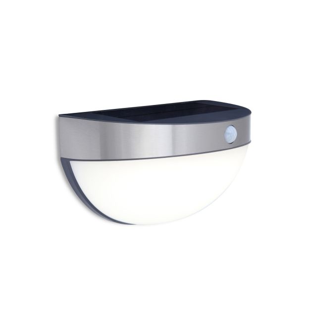 Lutec Bubble - applique murale extérieure avec capteur solaire - 22 x 12 x 12 cm - 2,3W LED inclus - IP44 - acier inoxydable