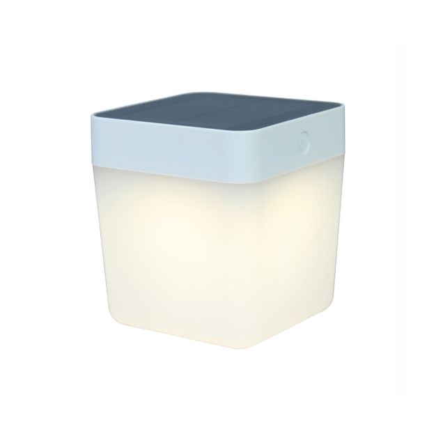 Lutec Table Cube - lampe solaire de table pour l'extérieur - 12 x 12 x 13 cm - 3 niveaux de gradation - 1W LED inclus - IP44 - blanc