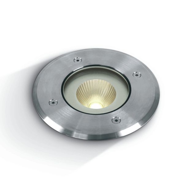ONE Light COB Inground Range - spot sol extérieur - Ø 125 mm, Ø 106 mm à encastrer - 10W LED inclus - IP67 - acier inoxydable