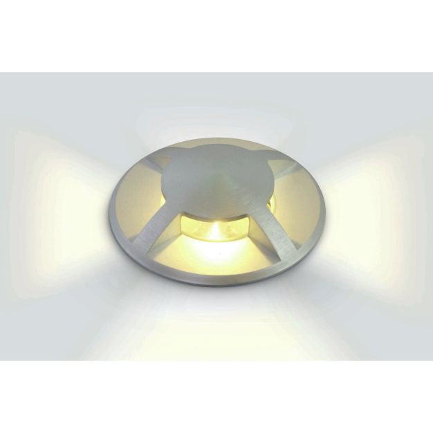 ONE Light Inground Medium Series - projecteur de sol extérieur - Ø 88 mm, Ø 77 mm à encastrer - 3W LED inclus - IP67 - aluminium