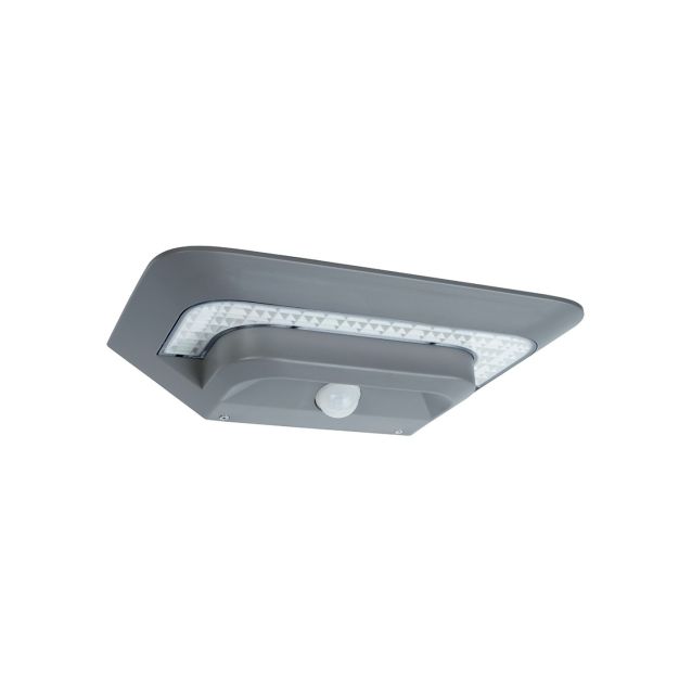 Lutec Ghost Solar - applique extérieure avec capteur solaire - 24 x 13 x 6 cm - 2,4W LED inclus - IP44 - gris argenté