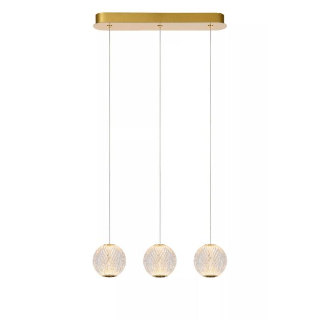 Lucide Cintra - lampe suspendue - 48 x 11 x 150 cm - 3 x 4,7W LED inclus - transparent et doré