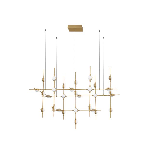 Nova Luce Atomo - lampe suspendue avec télécommande - 106 x 58,5 x 150 cm - 30 x 2,4W LED dimmable inclus - or