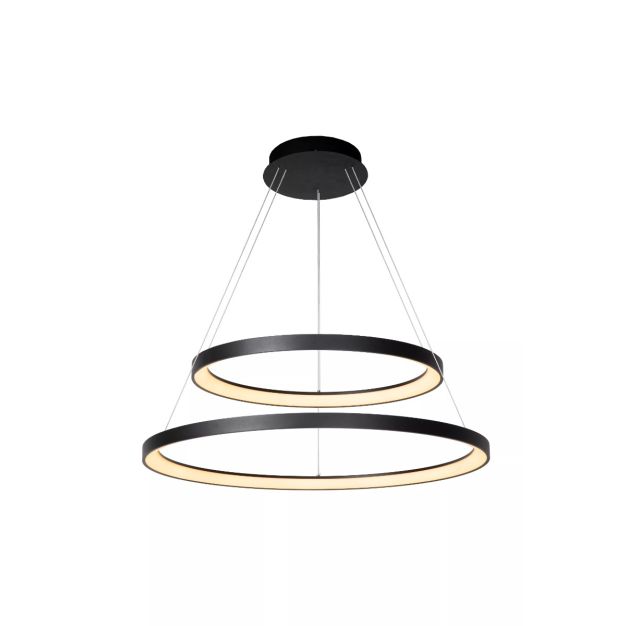 Lucide Vidal - lampe suspendue - Ø 78 x 200 cm - 92W LED inclus - noir