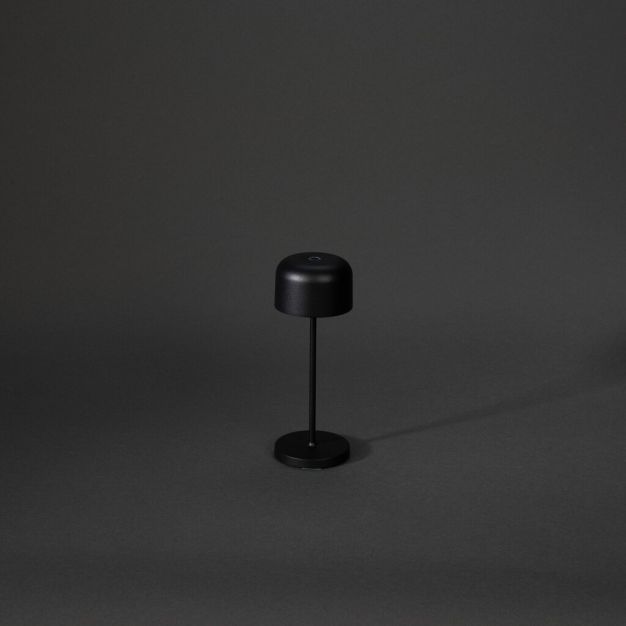 Konstsmide Lille mini - lampe de table extérieure sans fil avec station de charge - Ø7,5 x 20 cm - 2,5W LED dimmable inclus IP54 - noir
