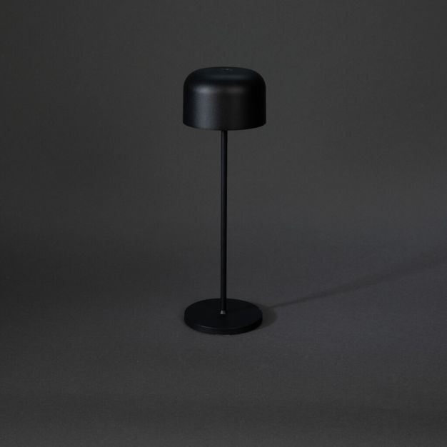 Konstsmide Lille - lampe de table extérieure sans fil avec station de charge - Ø11 x 36 cm - 3,5W LED dimmable inclus IP54 - noir