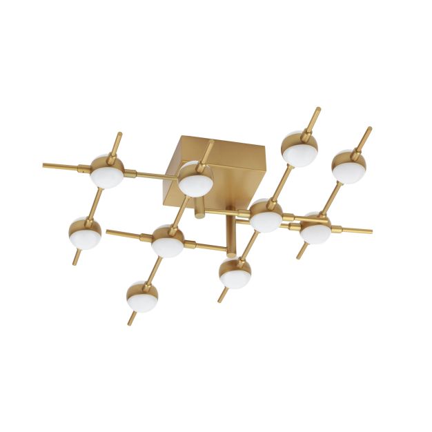 Nova Luce Atomo - plafonnier - 61 x 52 x 12,5 cm - 10 x 2,4W LED dimmable inclus - or