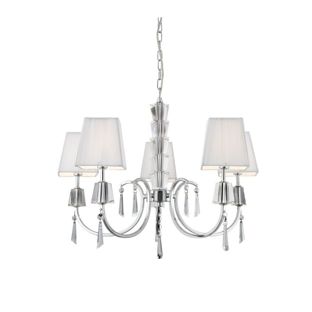 Searchlight Portico - lustre - Ø 60 x 96 cm - chrome et blanc