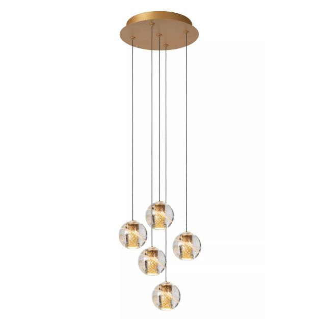 Lucide Dilenko 5L - lampe suspendue - Ø 31 x 150 cm - 5 x 3,5W LED inclus - laiton