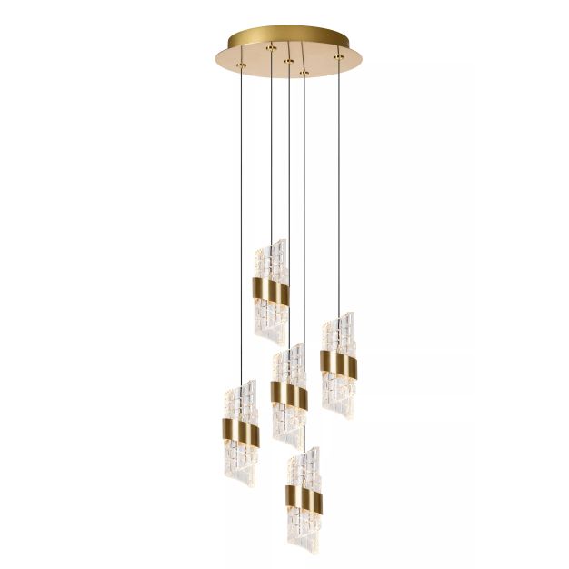 Lucide Kligande - lampe suspendue - Ø 30 x 150 cm - 5 x 7,8W LED inclus - or