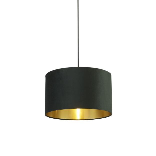 Searchlight Velvet Drum - abat-jour - Ø 40 x 24 cm - vert et or