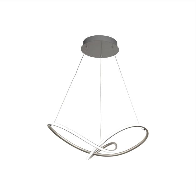 Searchlight Magic - lampe suspendue - Ø 58 x 150 cm - 29W LED dimmable inclus - argent satiné et blanc