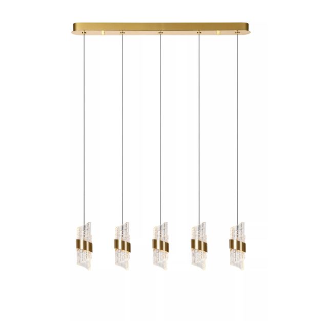 Lucide Kligande - lampe suspendue - 84 x 8 x 150 cm - 5 x 7,8W LED inclus - or
