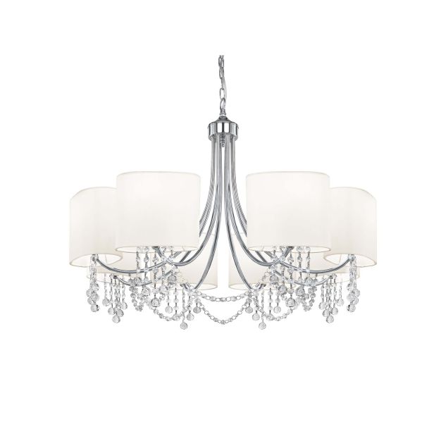 Searchlight Nina - lustre - Ø 75 x 106 cm - chrome et blanc