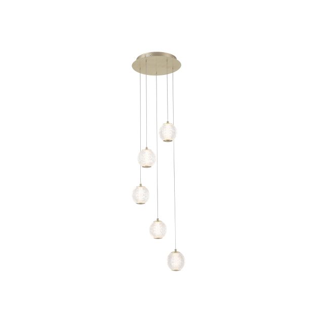 Searchlight Allure - lampe suspendue - Ø 30 x 150 cm - 21W dimmable LED inclus - laiton satiné et transparent