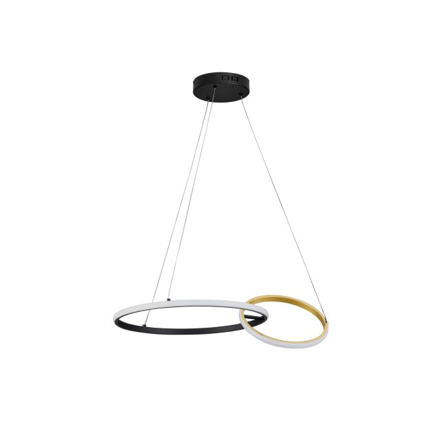 Nova Luce Imar - lampe suspendue - Ø 63 x 150 cm - 36W dimmable LED inclus - noir sablé et or