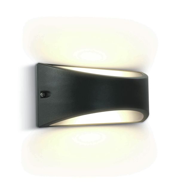 ONE Light Outdoor Wall Up & Down Lights - applique murale extérieure - 22 x 10 x 10 cm - 10W LED inclus - IP54 - anthracite