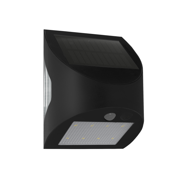 Century Italia Arcadia Max - lampe murale extérieure à énergie solaire avec capteur - 10,5 x 8 x 13 cm - LED 3W inclus - IP65 - noir
