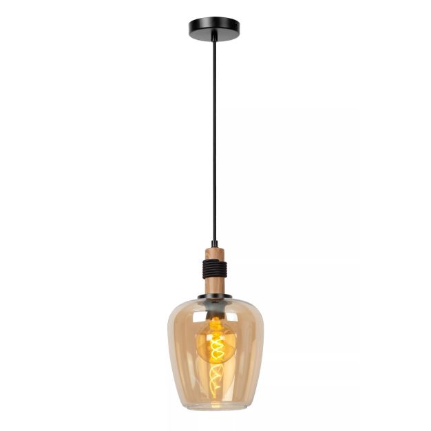 Lucide Ilona - lampe suspendue - Ø 22 x 173 cm - noir