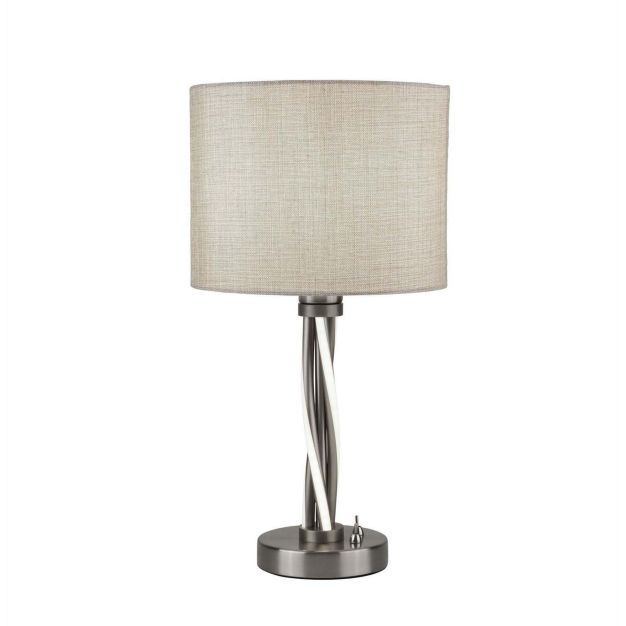 Searchlight Vegas - lampe à poser - Ø 28 x 44 cm - 6W LED inclus - argent satiné et blanc