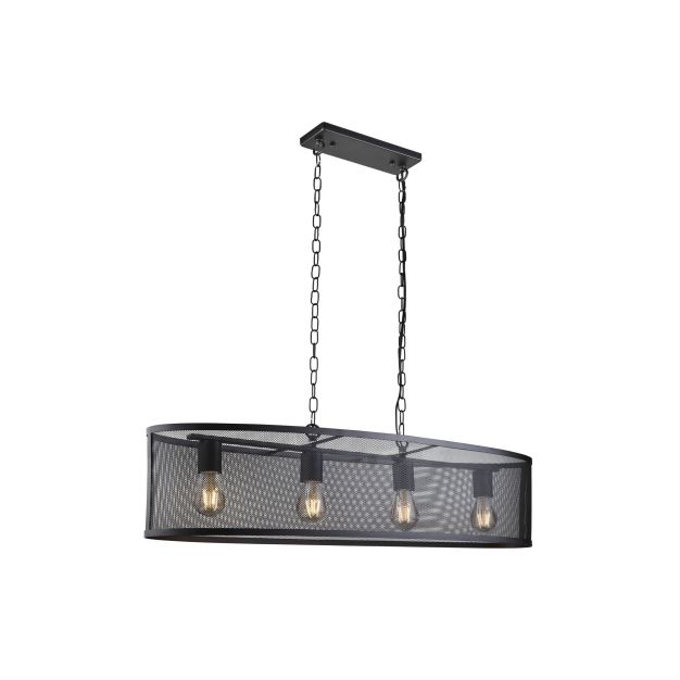 Searchlight Fishnet - lampe suspendue - 91 x 30 x 150 cm - noir mat