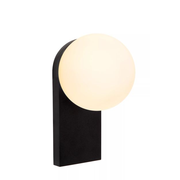 Lucide Tassa - applique murale - 14,2 x 17 x 21,8 cm - 10W dim to warm LED inclus - noir et opale