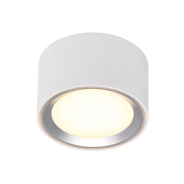Nordlux Fallon - spot en saillie 1L - Ø 10 cm - fonction Moodmaker à 4 niveaux - LED 5,5W dimmable inclus - blanc et acier brossé