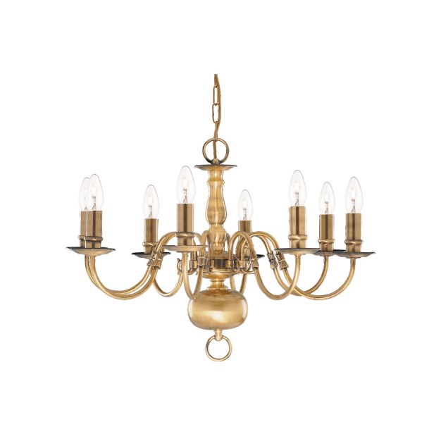 Searchlight Flemish - lustre - Ø 62 x 108 cm - laiton antique