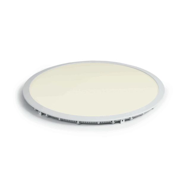 ONE Light Round Recessed Panels Die Cast - plafonnier - Ø 60 x 2 cm - 48W LED inclus - blanc - couleur de lumière blanc chaud