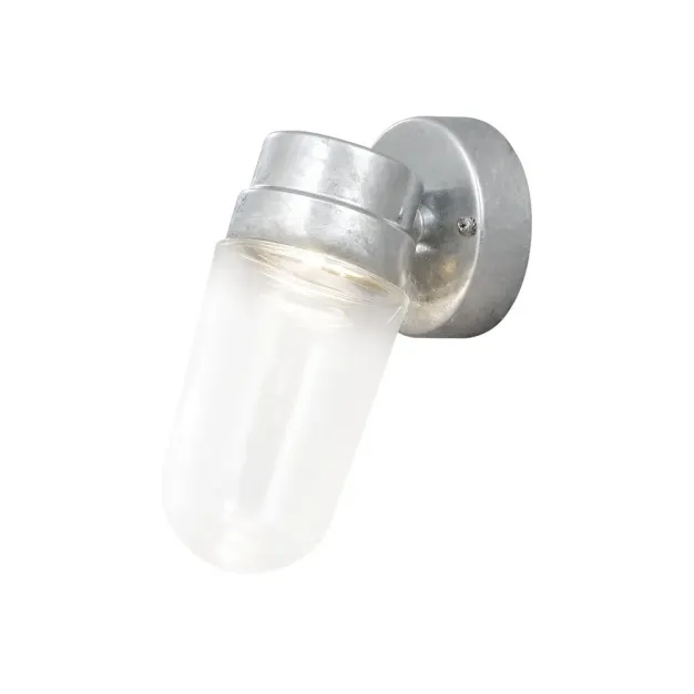 Konstsmide Vega – applique murale extérieure – 11,5 x 18,5 x 24,5 cm – 8W LED dimmable inclus – IP54 – argent et transparent