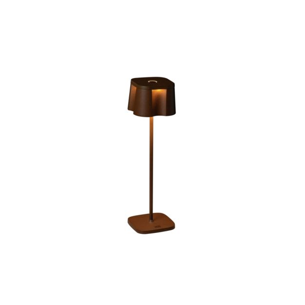 Konstsmide Nice - lampe de table extérieure sans fil avec station de charge - 10 x 10 x 36 cm - 2,2W LED dimmable inclus - IP54 - brun rouille