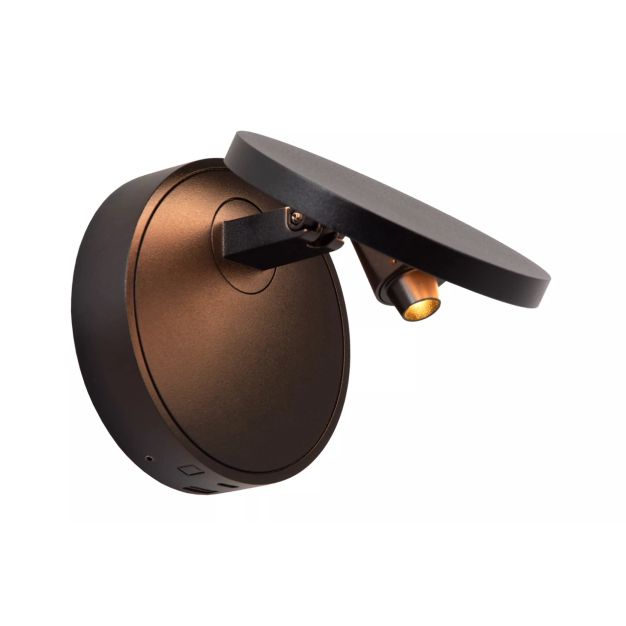 Lucide Ufor - applique murale avec port USB - Ø 12 x 15,1 cm - 8W dim to warm LED inclus - noir