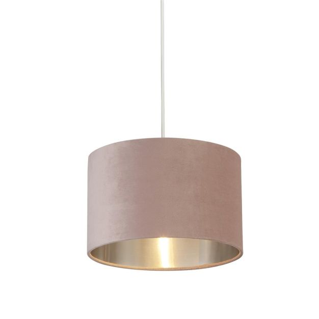 Searchlight Velvet Drum - abat-jour - Ø 28 x 18 cm - rose et argent