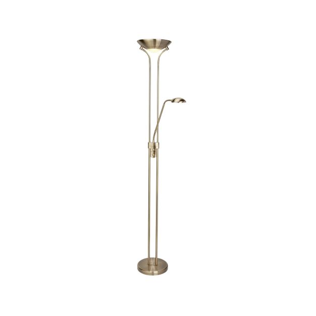 Searchlight Mother & Child - lampadaire avec liseuse - Ø25,4 x 180 cm - 15,5W + 5W LED dimmable inclus - laiton antique
