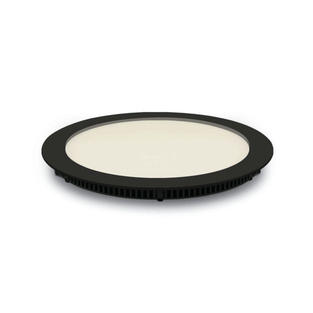 ONE Light Round Recessed Panels - spots encastrés - Ø 22,3 x 2,2 cm - 18W LED inclus - IP40 - noir - couleur de lumière blanc chaud