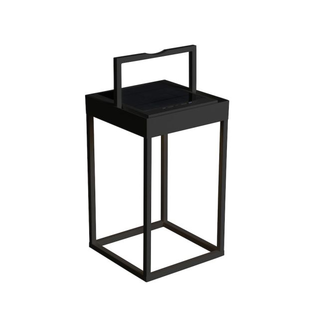 Konstsmide Portofino - lampadaire, lampe de table et lampe murale portable à énergie solaire avec port USB - 15,5 x 30 x 18,5 cm - 2,2W LED dimmable inclus - IP54 - noir