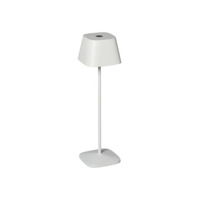 Konstsmide Capri - lampe de table extérieure sans fil avec station de charge - Ø 10 x 36 cm - 2,2W LED dimmable inclus - IP54 - blanc