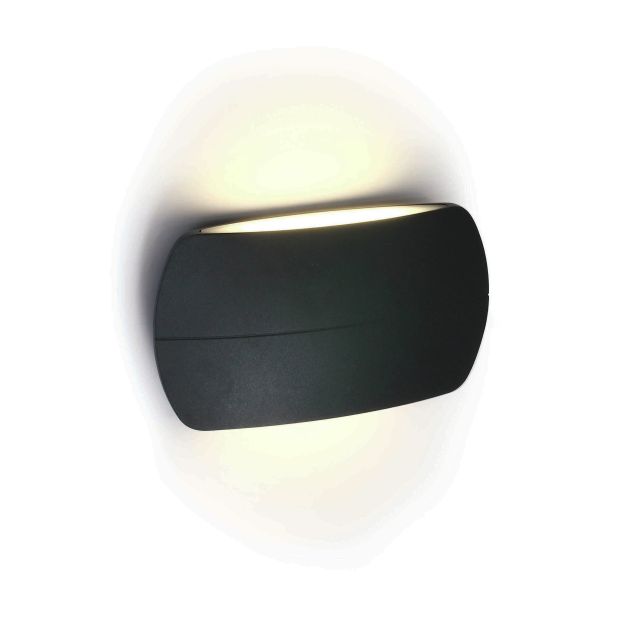 ONE Light Outdoor Slim Oval Range - applique murale extérieure - 20 x 11 x 5,2 cm - 2 x 6W LED inclus - IP54 - anthracite