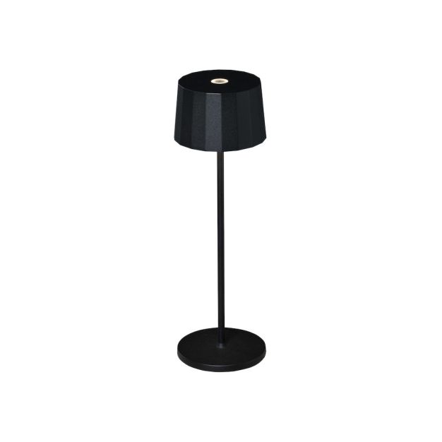 Konstsmide Positano - lampe de table extérieure sans fil avec station de charge - Ø 11 x 35 cm - 2,2W LED dimmable inclus - IP54 - noir