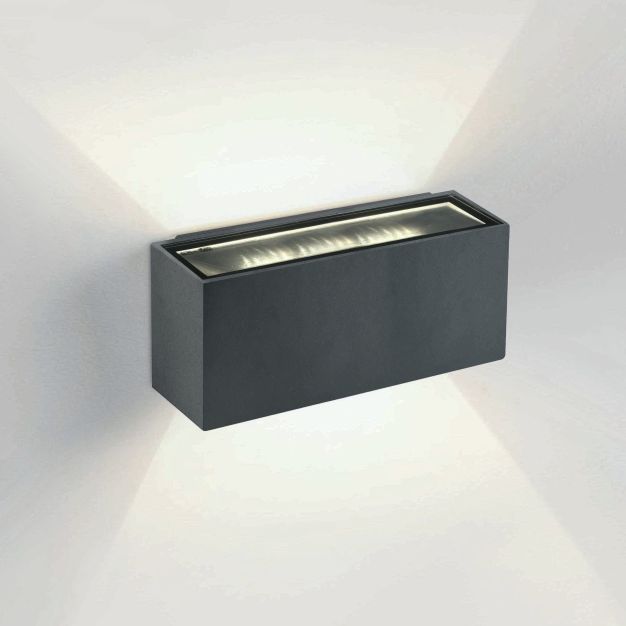 ONE Light Outdoor Wall Up & Down Lights - applique murale extérieure - 18 x 7 x 6,5 cm - 2 x 6W LED inclus - IP54 - anthracite