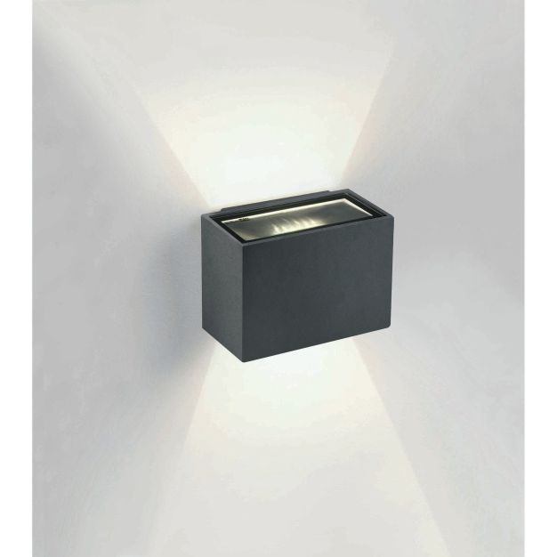 ONE Light Outdoor Wall Up & Down Lights - applique murale extérieure - 9 x 6,5 x 6,5 cm - 2 x 3W LED inclus - IP54 - anthracite