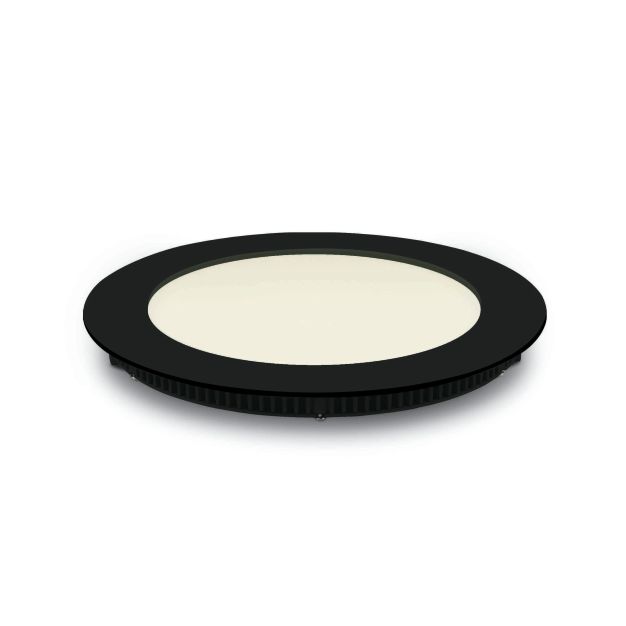 ONE Light Panneau encastré rond - Ø 17,3 x 2,2 cm - 12W LED inclus - IP40 - noir - couleur de lumière blanc chaud