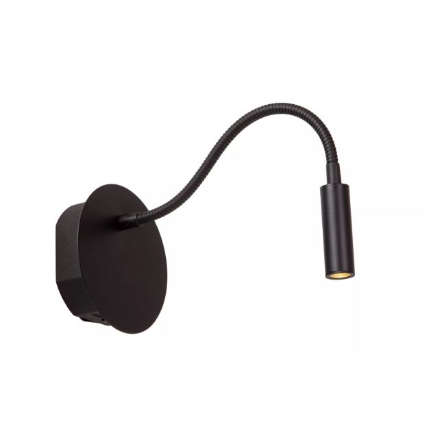 Lucide Jolijn - applique murale avec bras de lecture flexible - rechargeable via câble USB - Ø 11 x 3,2 cm - 2W led inclus - noir