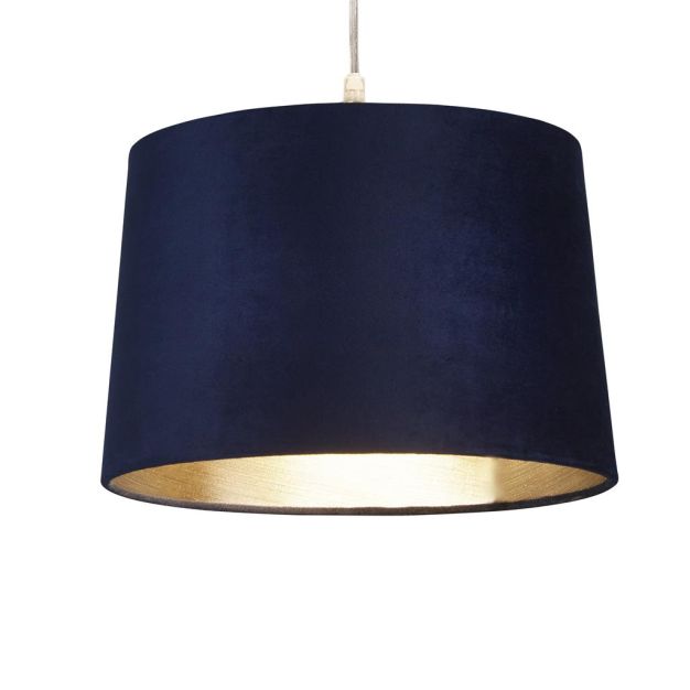 Searchlight Abat-jour tambour - Ø 30 x 20 cm - bleu marine et or brossé