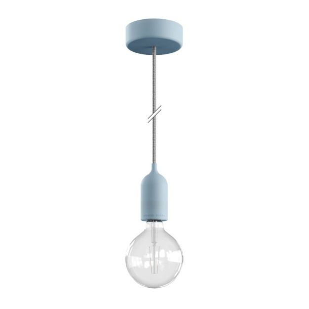 Creative Cables Eiva Pastel - suspension extérieure avec fixation plafond en silicone - Ø 12,5 x 164,5 cm - IP65 - bleu doux