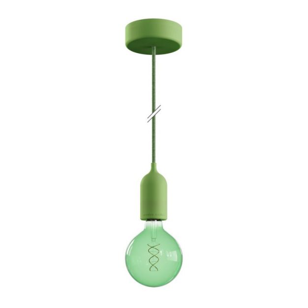 Creative Cables Eiva Pastel - suspension extérieure avec fixation plafond en silicone - Ø 12,5 x 164,5 cm - IP65 - vert tendre
