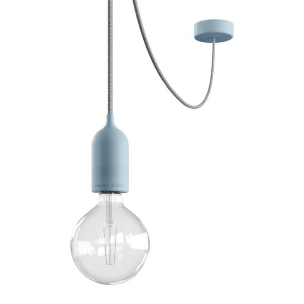 Creative Cables Eiva Pastel - suspension extérieure avec fixation plafond en silicone - Ø 12,5 x 514,5 cm - IP65 - bleu doux