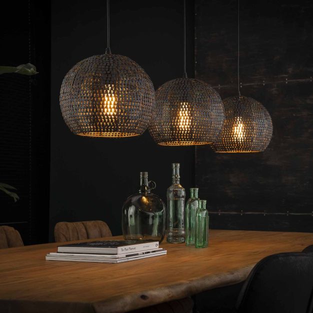 Vico Armor - lampe suspendue - 128 x 30 x 150 cm - noir brun